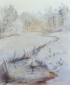 Les oies dans la neige