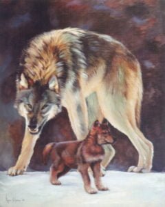 la louve et son louveteau