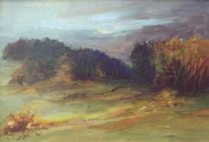 Paysage au crayon et à l'huile