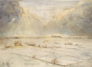 Paysage au crayon et à l'huile 2